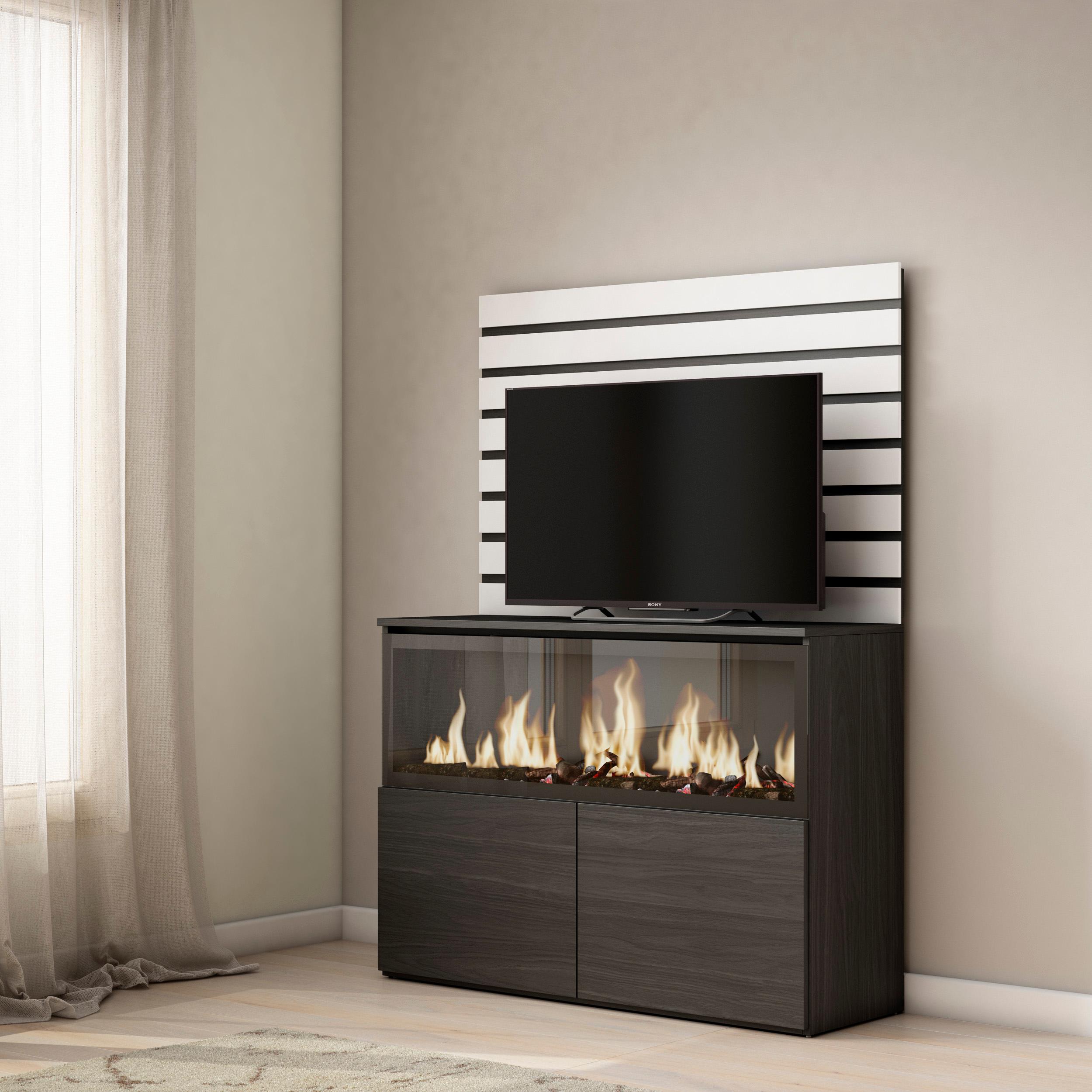 foto del prodotto credenza, 107x35x145cm, camera da letto, camino elettrico xxl, bianco rf3415