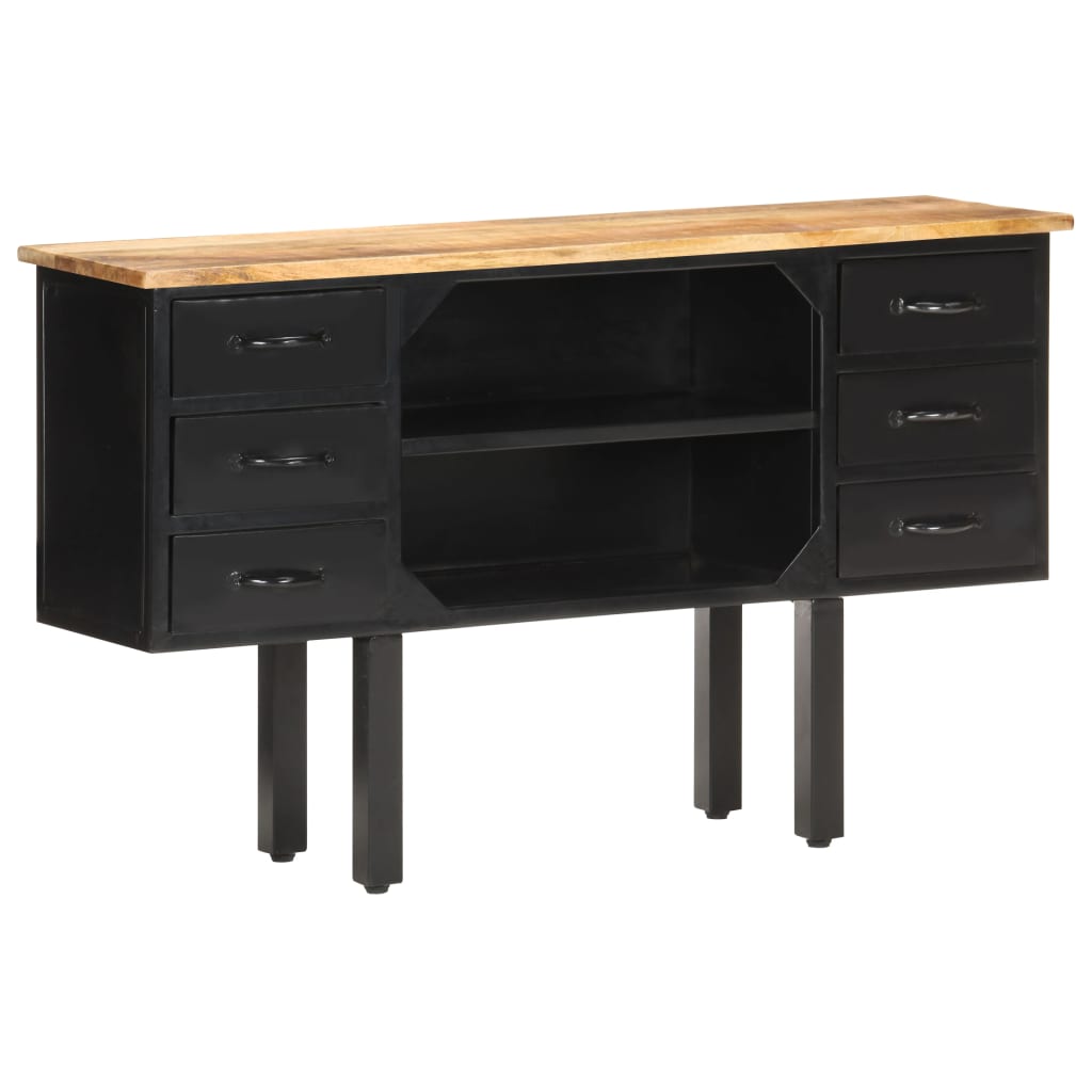 foto del prodotto credenza 110x30x65 cm in massello di mango grezzo e acciaio