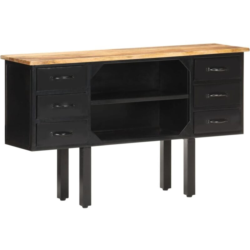 foto del prodotto credenza 110x30x65 cm in massello di mango grezzo e acciaio vidaxl
