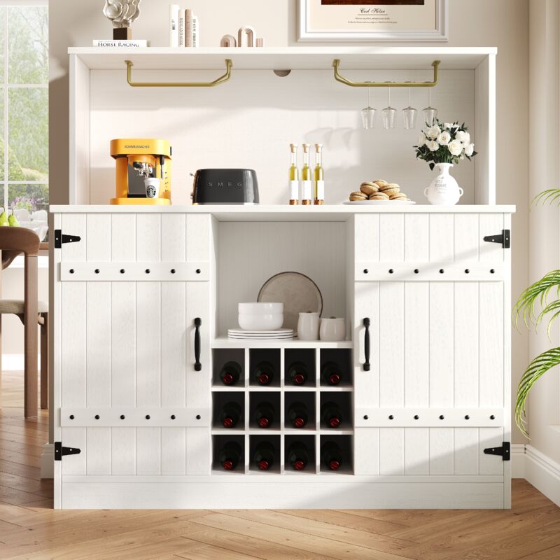 foto del prodotto credenza 120 x 40 x 120 cm , design moderno e minimalista, elegante venatura del legno, portabicchieri, contenitore multistrato, elegante bianco con