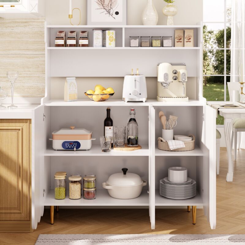 foto del prodotto credenza 120x40x151cm, 3 ante, credenza cucina, spazio aperto, bianco