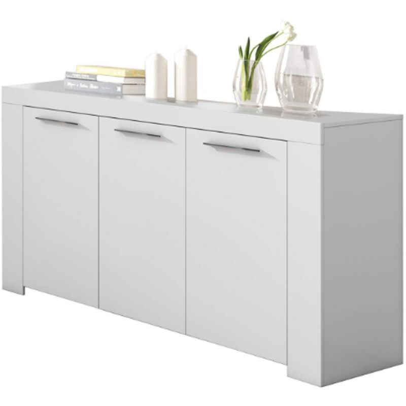 foto del prodotto credenza 144x42x80 cm bianco opaco con 3 ante e 3 ripiani interni grosseto