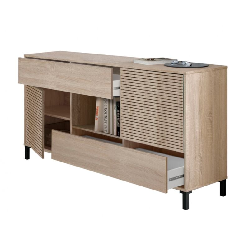foto del prodotto credenza 151x41x80 cm rovere canadese con 2 ante e 2 cassetti sinnai
