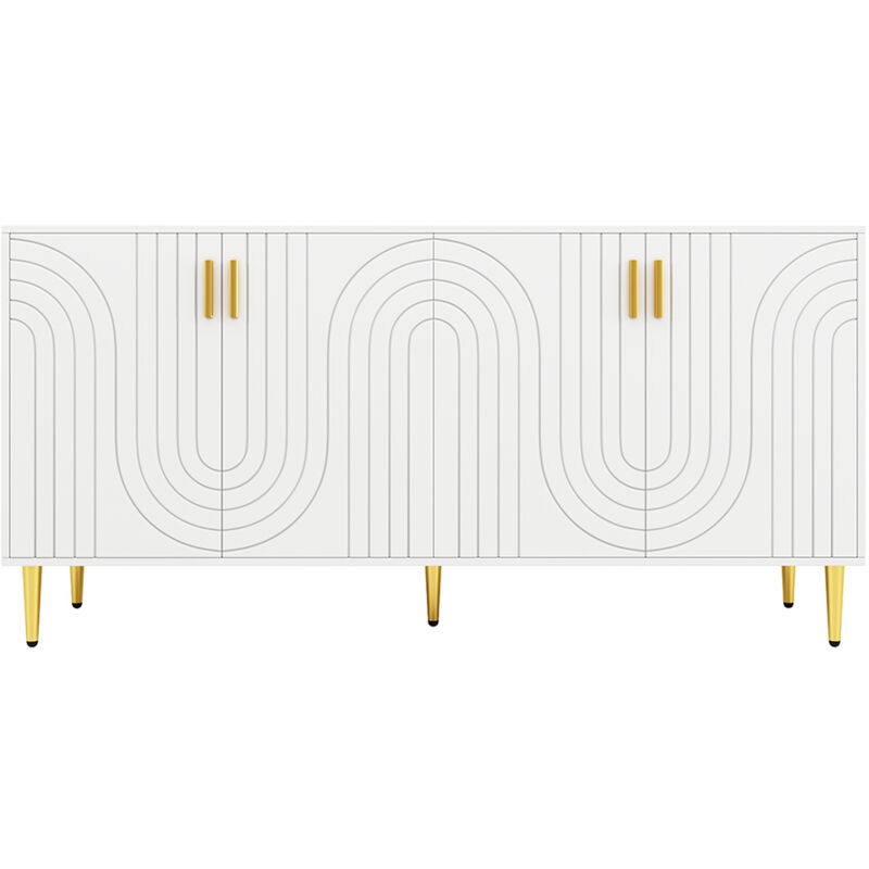 foto del prodotto credenza 152 x 40 x 75 cm , design unico a forma di onda, maniglie e piedi in oro bianco