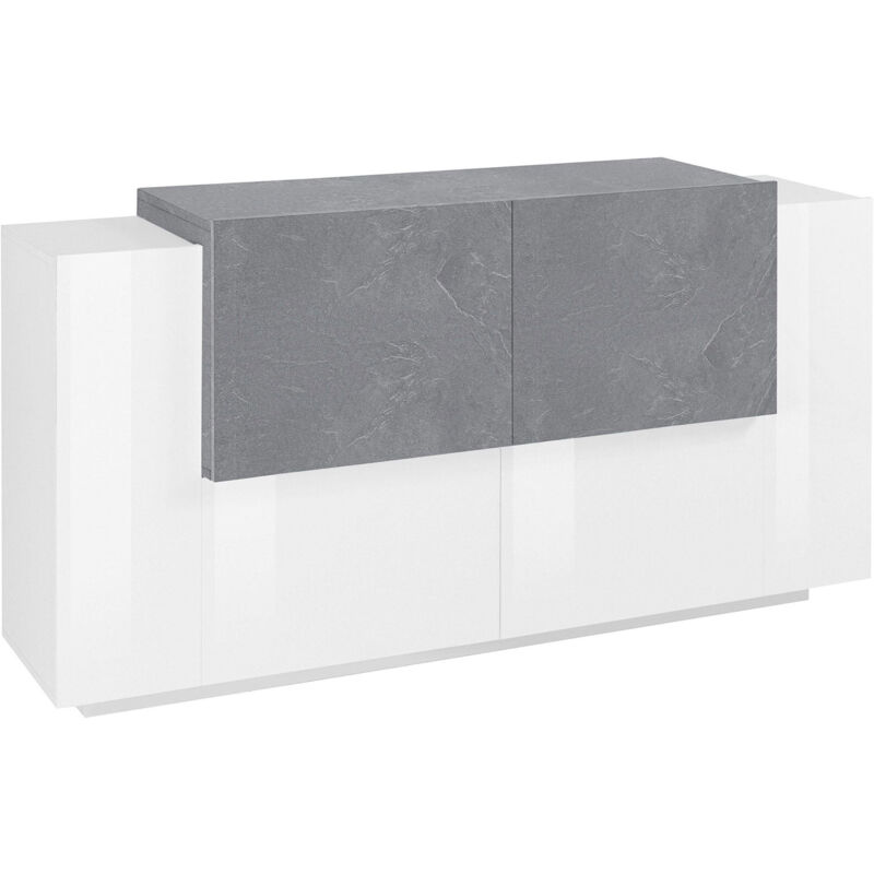 foto del prodotto credenza 2 2 ante battenti 160x86x45 cm new coro bianco lucido e ardesia
