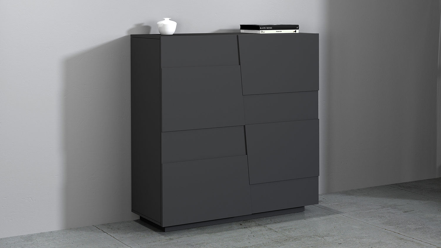foto del prodotto credenza 2 ante 120x44x126 cm pongo 2a grigio antracite opaco
