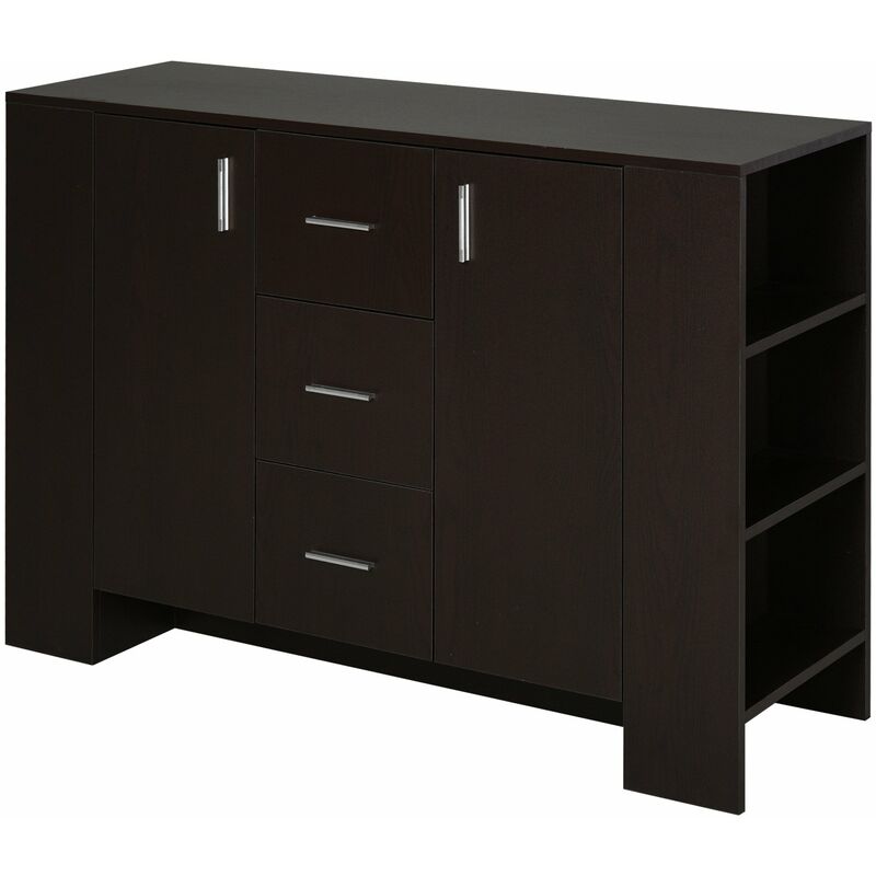 foto del prodotto credenza 2 ante 3 cassetti 3 ripiani 120x38x84 cm in legno marrone scuro