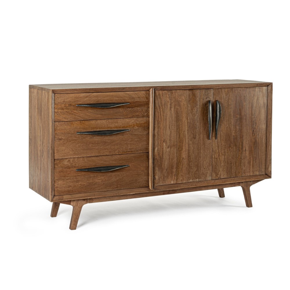 foto del prodotto credenza 2 ante - 3 cassetti marrone in legno stile vintage