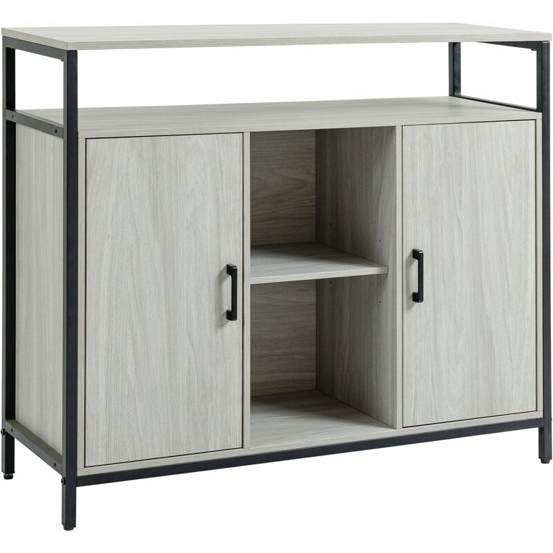 foto del prodotto credenza 2 ante 5 ripiani 100x34x87,2 cm in legno grigio