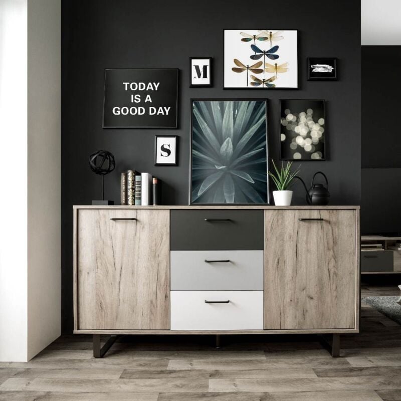 foto del prodotto credenza 2 ante e 3 cassetti orlando4 colore rovere