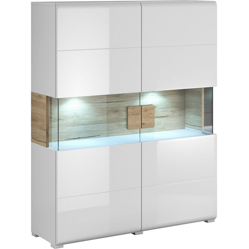 foto del prodotto credenza 2 ante jules bianco e marrone 152cm