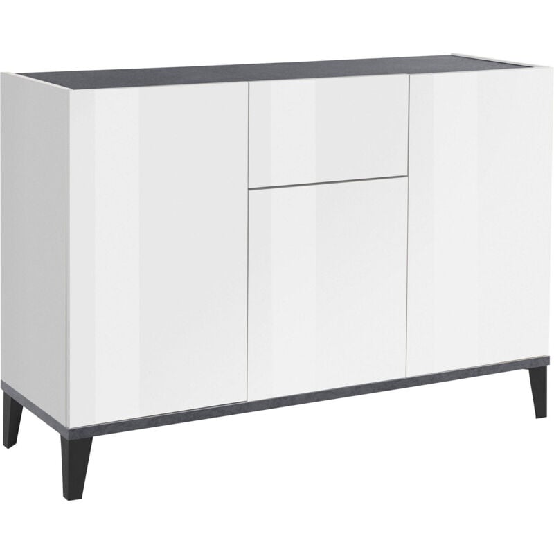 foto del prodotto credenza 3 ante 1 cassetto 120x40x82 cm sunrise bianco lucido e ardesia