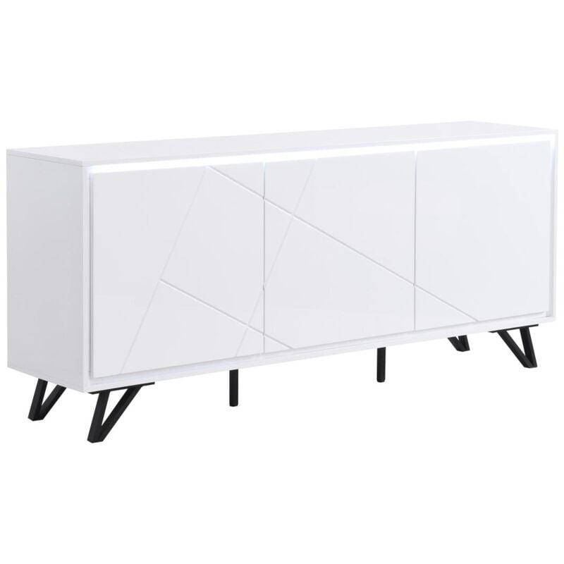 foto del prodotto credenza 3 ante con led in mdf bianco laccato saliano