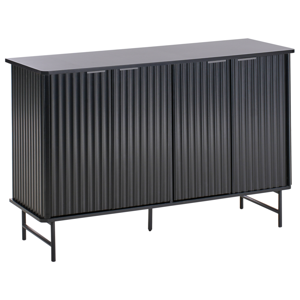 foto del prodotto credenza 4 ante mdf nero gambe in metallo soggiorno camera da letto classico