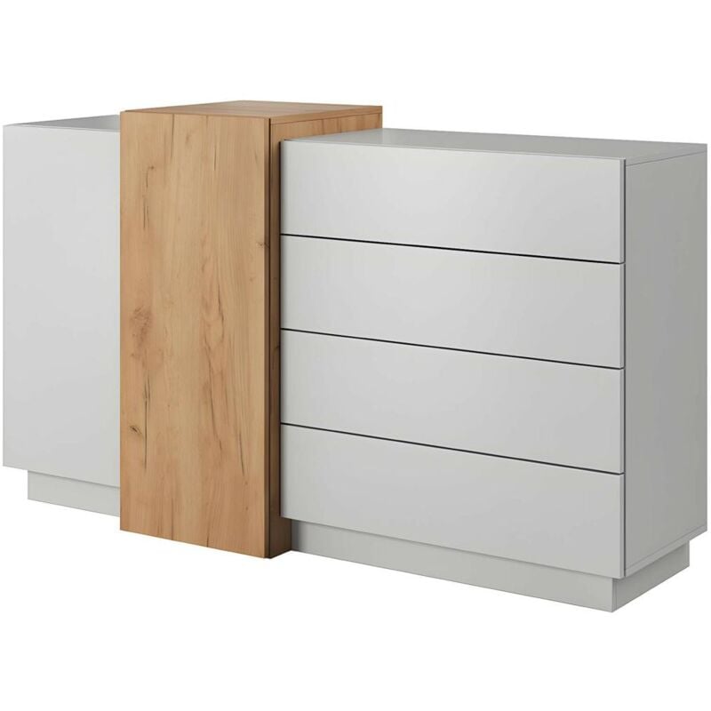 foto del prodotto credenza 4 cassetti e 2 ante bianco e rovere francoli