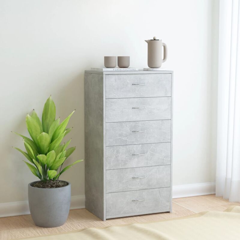 foto del prodotto credenza 6 cassetti grigio cemento 50x34x96cm legno multistrato vidaxl