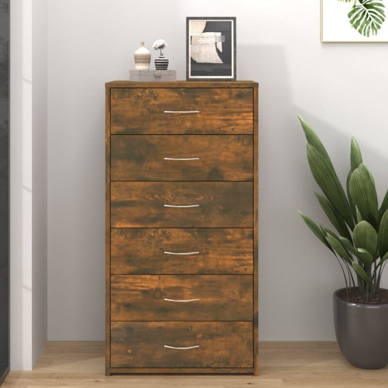 foto del prodotto credenza 6 cassetti rovere fumo 50x34x96cm in legno multistrato vidaxl