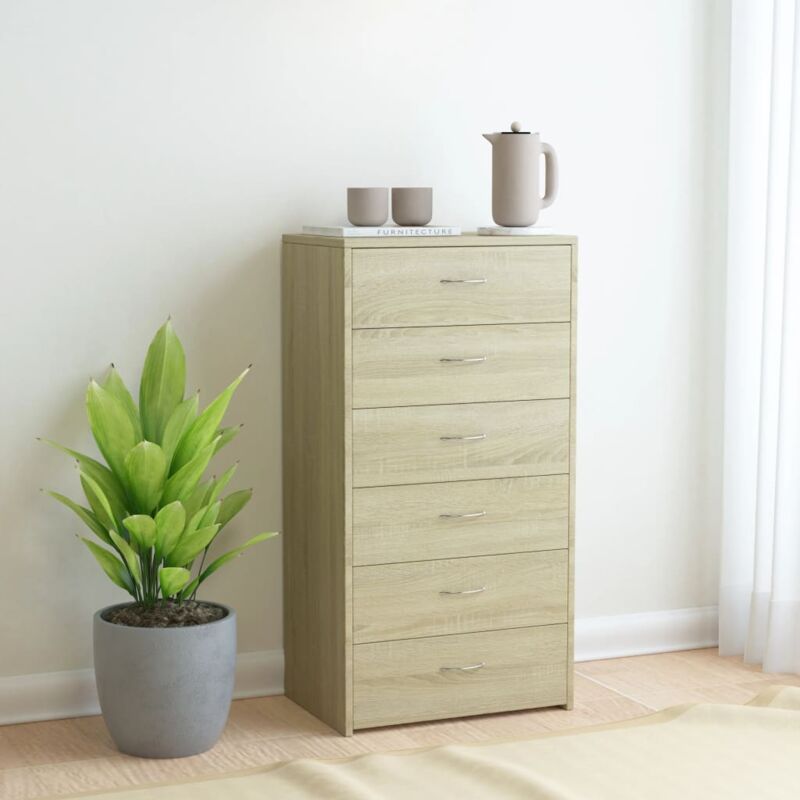 foto del prodotto credenza 6 cassetti rovere sonoma 50x34x96cm legno multistrato vidaxl