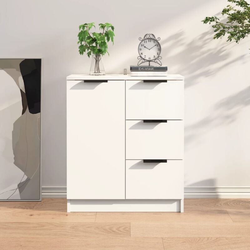foto del prodotto credenza 60x30x70 cm in legno multistrato bianco lucido colore bianco