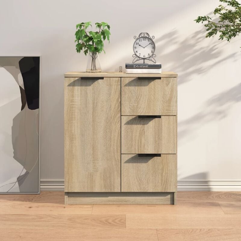 foto del prodotto credenza 60x30x70 cm in legno multistrato bianco lucido colore marrone
