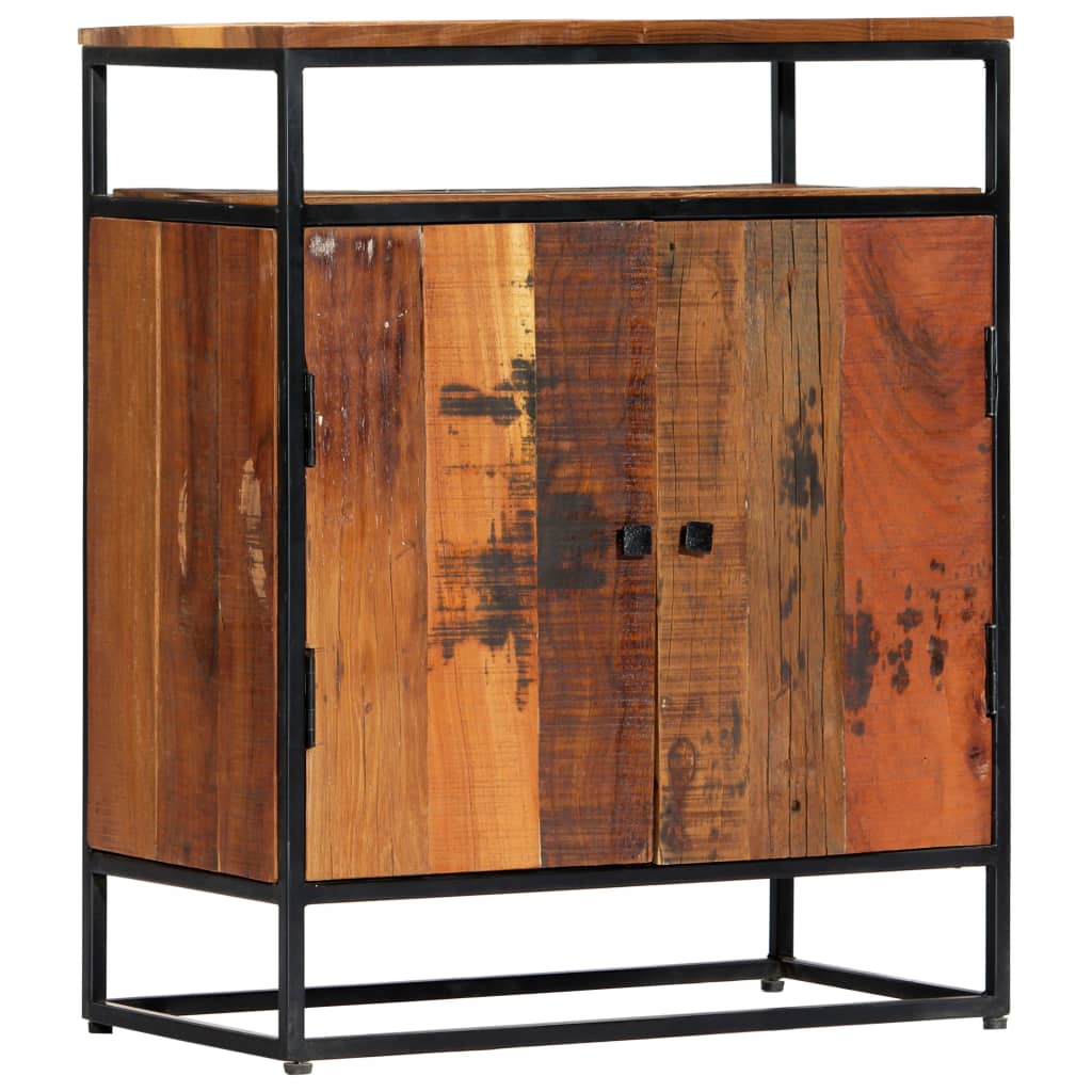 foto del prodotto credenza 60x35x76 cm in legno massello di recupero e acciaio cod mxl 15978
