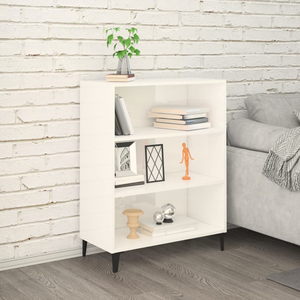 foto del prodotto credenza 69,5x32,5x90 cm bianco lucido in legno multistrato