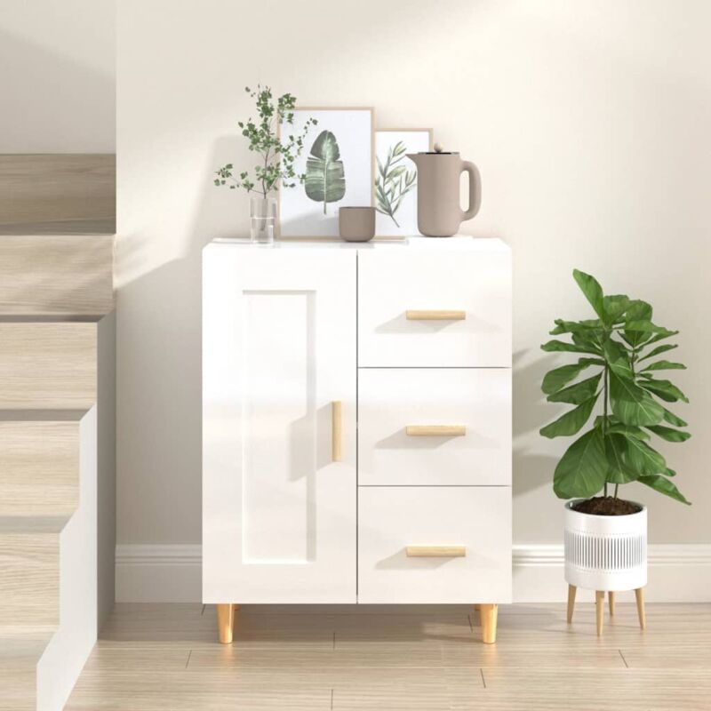 foto del prodotto credenza 69,5x34x90 cm in legno multistrato bianco lucido vidaxl