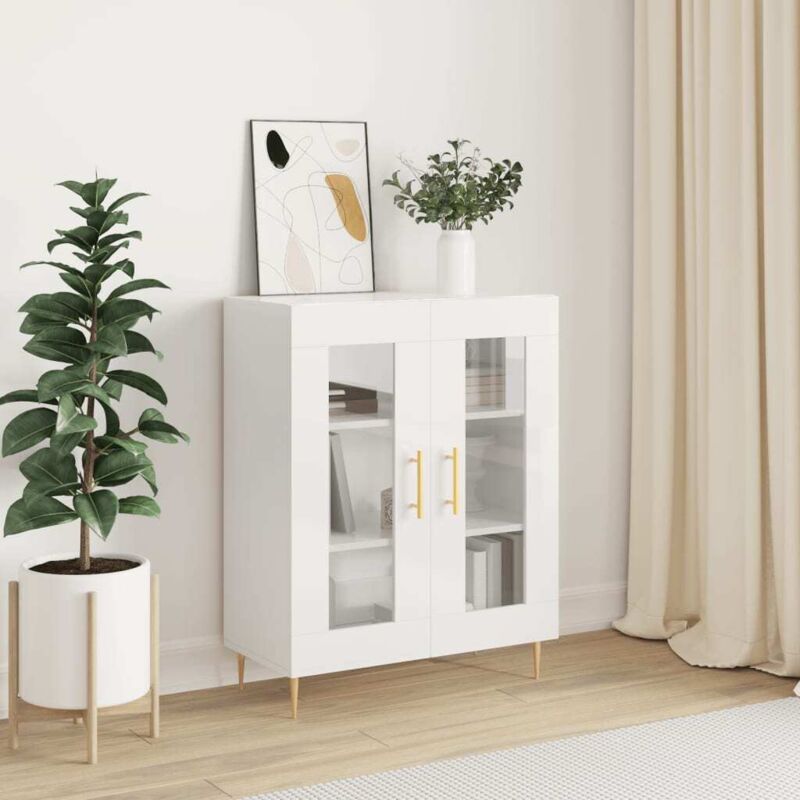 foto del prodotto credenza 69,5x34x90 cm in legno multistrato bianco lucido vidaxl