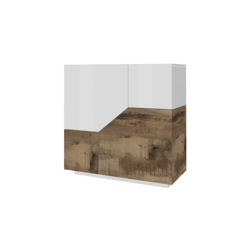 foto del prodotto credenza 80 cm da ingresso con 2 ante mobile in legno bianco e acero