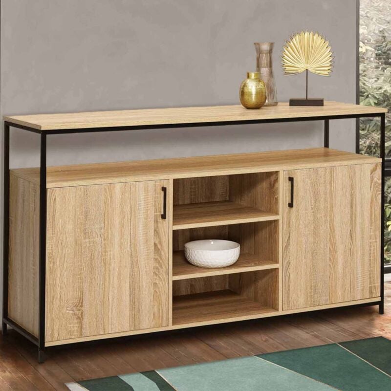 foto del prodotto credenza a 2 ante con 3 ripiani 140 cm detroit design industriale