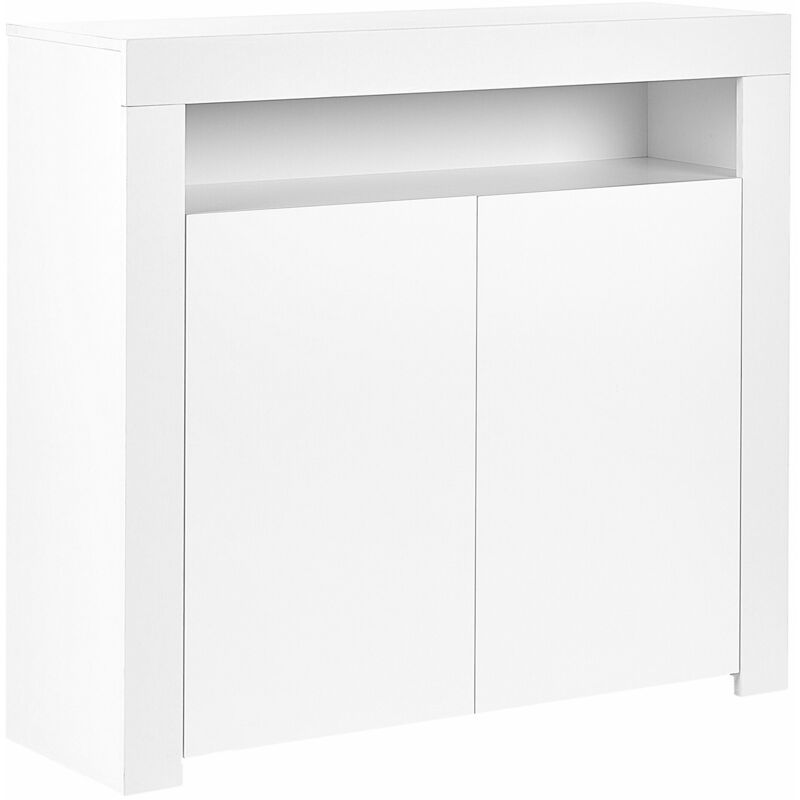 foto del prodotto credenza a 2 ante e 4 ripiani con illuminazione led bianco opaco covina