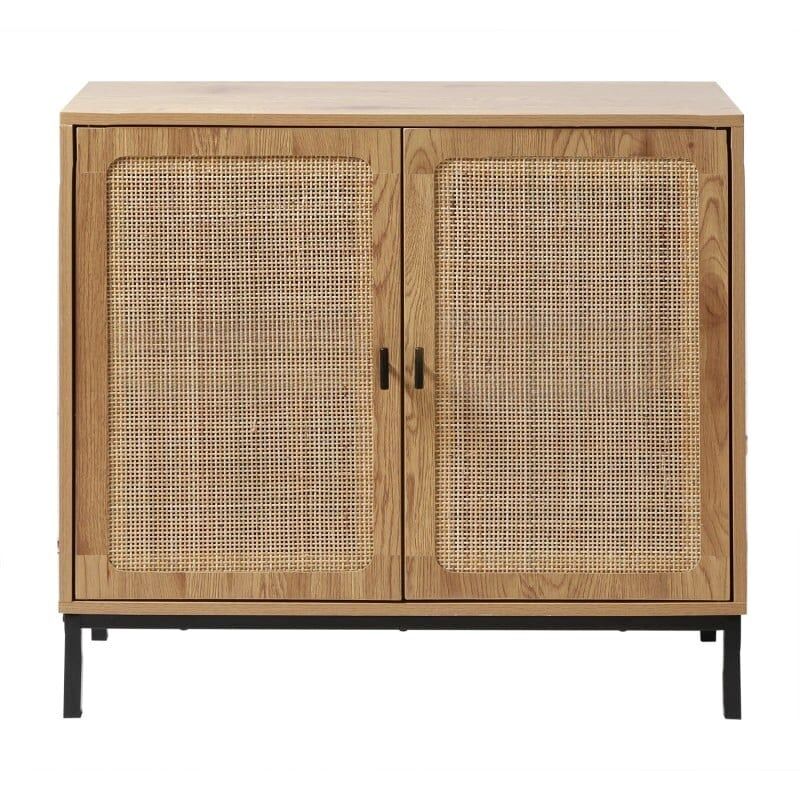 foto del prodotto credenza a 2 ante in rattan naturale l80 cm jaya