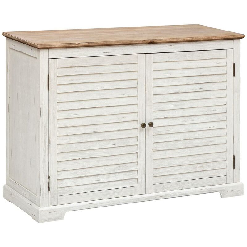 foto del prodotto credenza a 2 ante olbia in metallo e acacia 110x45cm bianco atmosphera cr ateur d int rieur