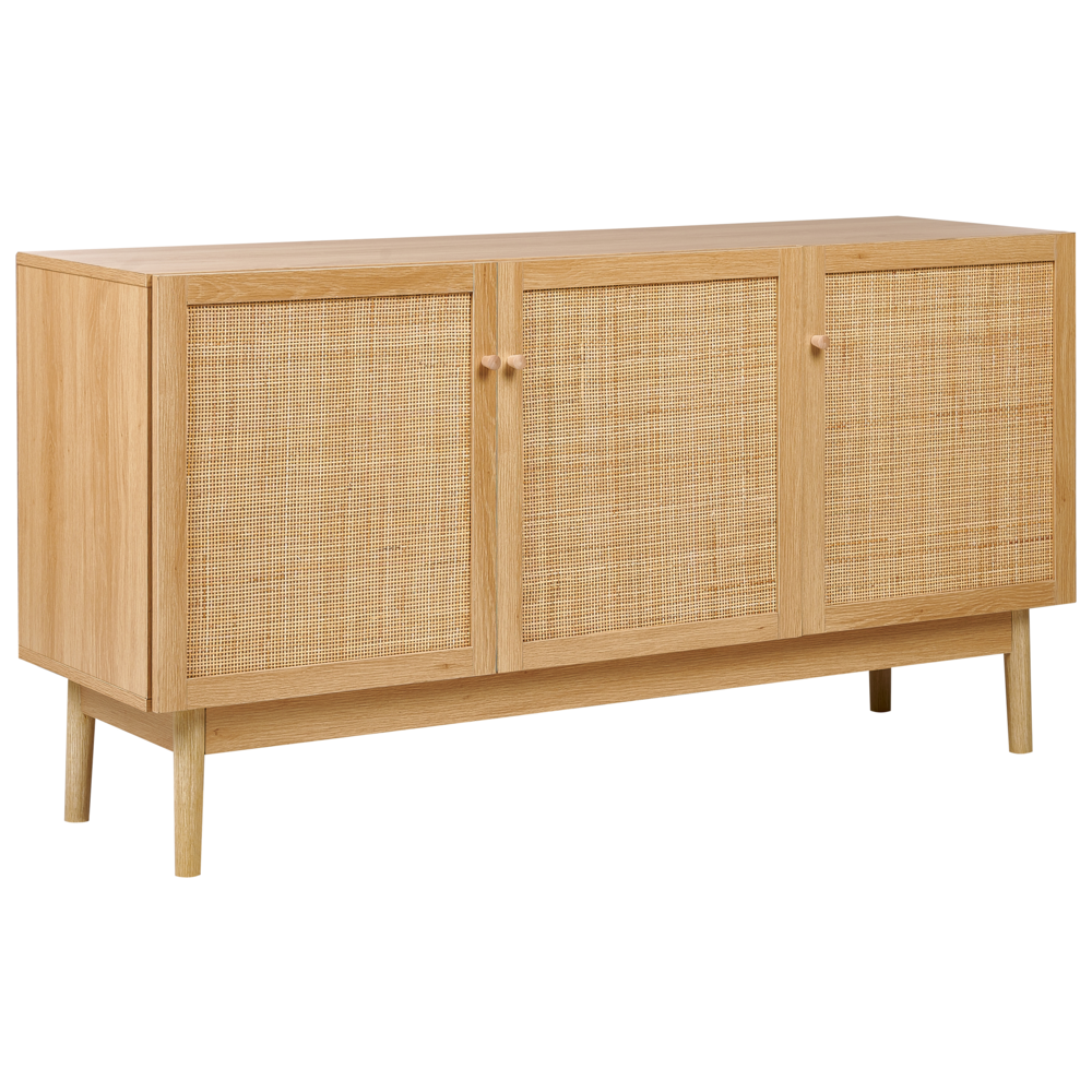 foto del prodotto credenza a 3 ante in truciolato legno chiaro legno di pino stile boho