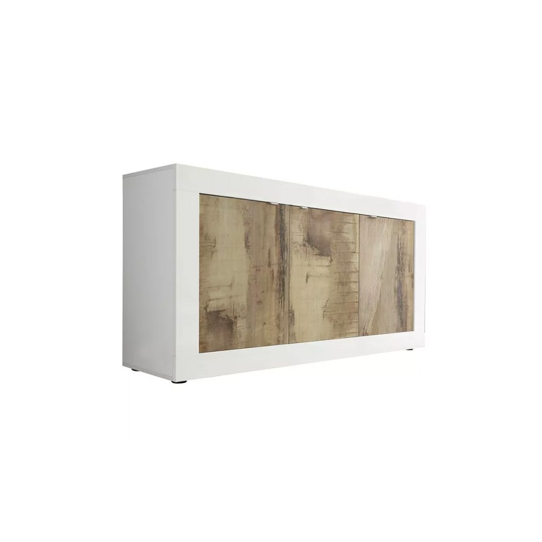 foto del prodotto credenza a 3 porte, collezione isora, colore bianco e rovere chiaro, ideale per il tuo soggiorno o sala da pranzo.