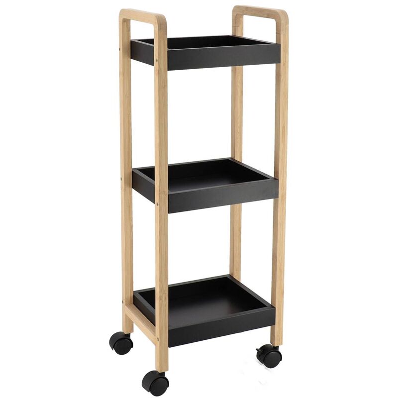 foto del prodotto credenza a 3 ripiani in mdf di bamb su rotelle bamb nero tendance