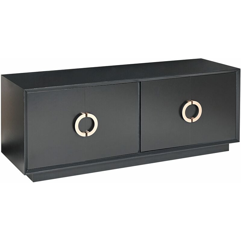 foto del prodotto credenza a 4 ante con ripiani nero maniglie dorate mdf oxnard
