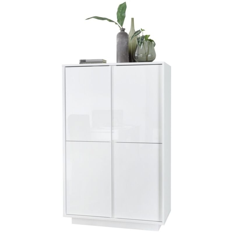 foto del prodotto credenza a 4 porte, collezione cream, colore bianco lucido, ideale per una sala da pranzo di design.