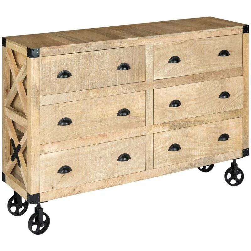 foto del prodotto credenza a 6 cassetti in mango silas 150x40cm - atmosphera cr ateur d'int rieur