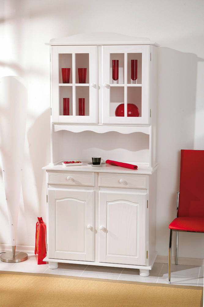 foto del prodotto credenza a due ante e due dmcneal, colore bianco, cm 88 x 198 x 32