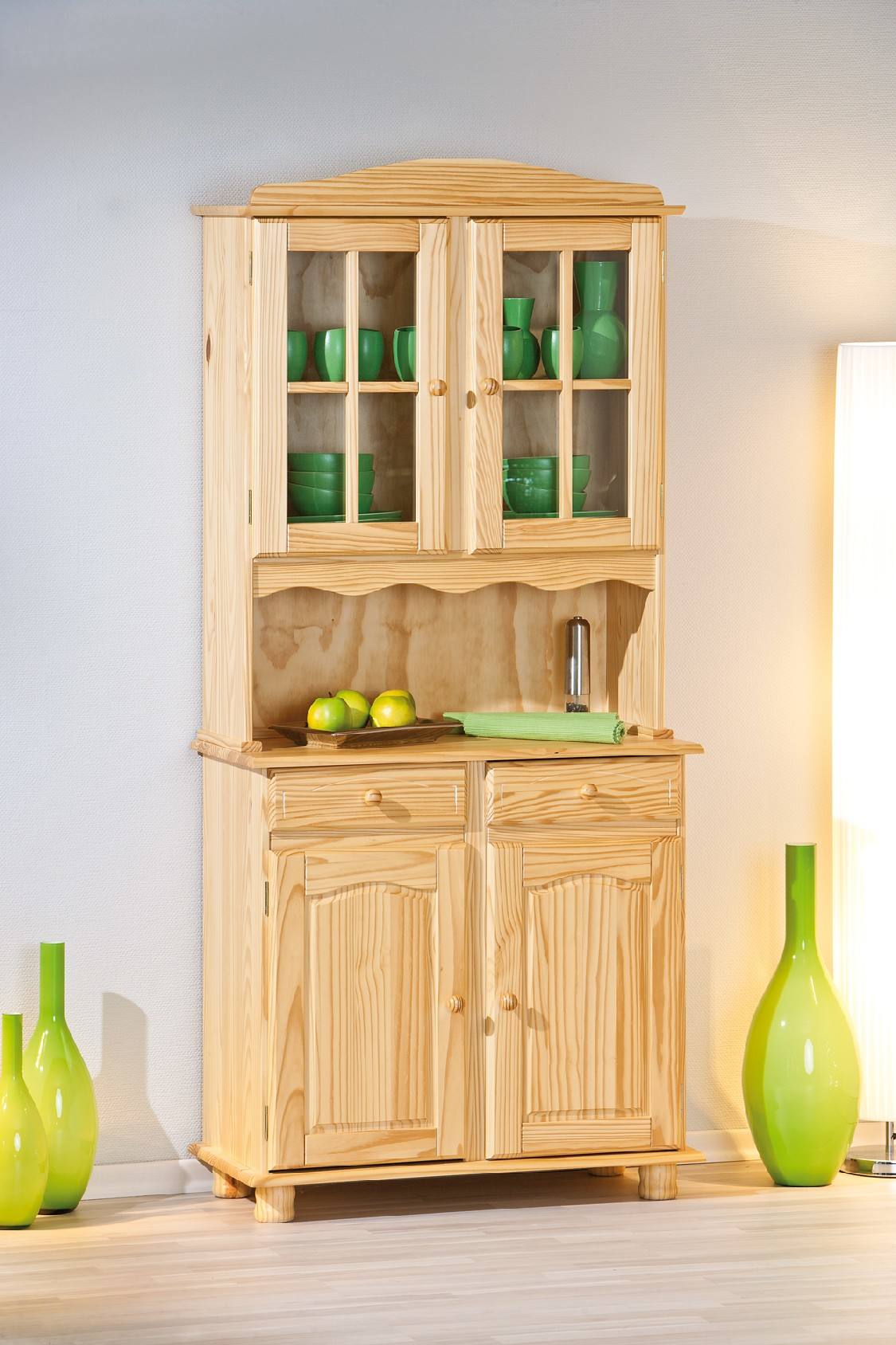 foto del prodotto credenza a due ante e due dmcneal, colore rovere chiaro, cm 88 x 198 x 32