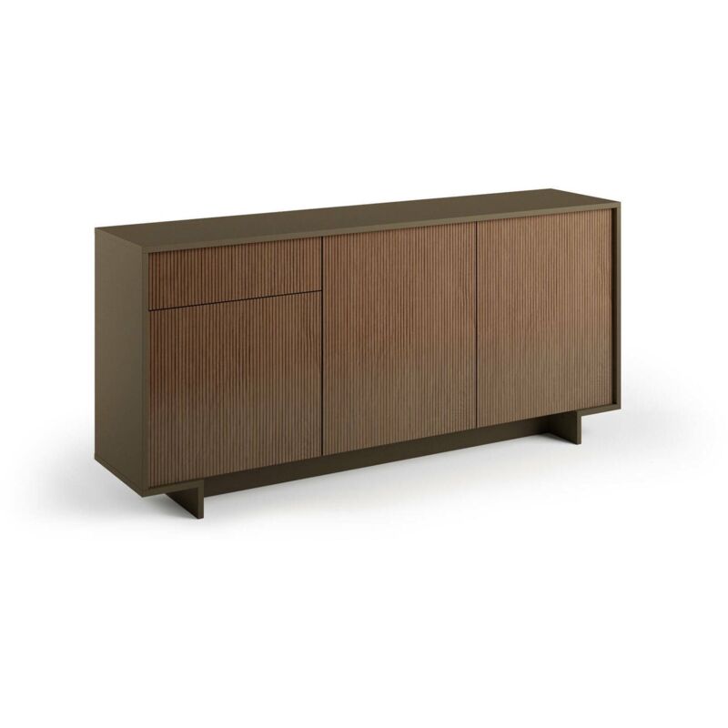 foto del prodotto credenza agrifoglio, madia da salotto, buffet da soggiorno a 3 ante e 1 cassetto, 100 made in italy, 170x42h78 cm, marrone e noce, con imballo