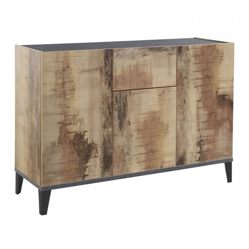 foto del prodotto credenza albatross, madia da cucina a 3 ante e 1 cassetto, buffet da soggiorno, madia da cucina, 100 made in italy, cm 120x40h82, ardesia e acero