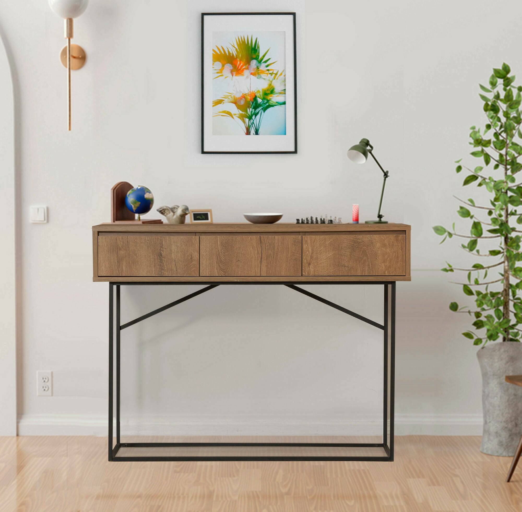 foto del prodotto credenza alkam, buffet da soggiorno, madia da salotto, dispensa da cucina, 120x36h90 cm, noce e nero, con imballo rinforzato, con imballo rinforzato