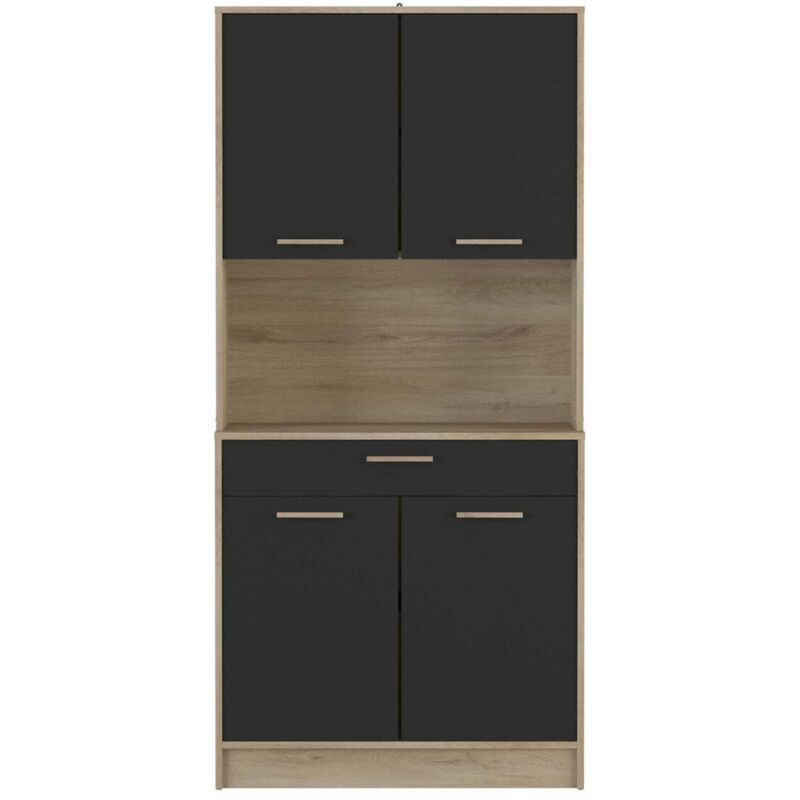 foto del prodotto credenza alta 4 ante 1 cassetto, decoro rovere e nero l83 x h176 cm dolce
