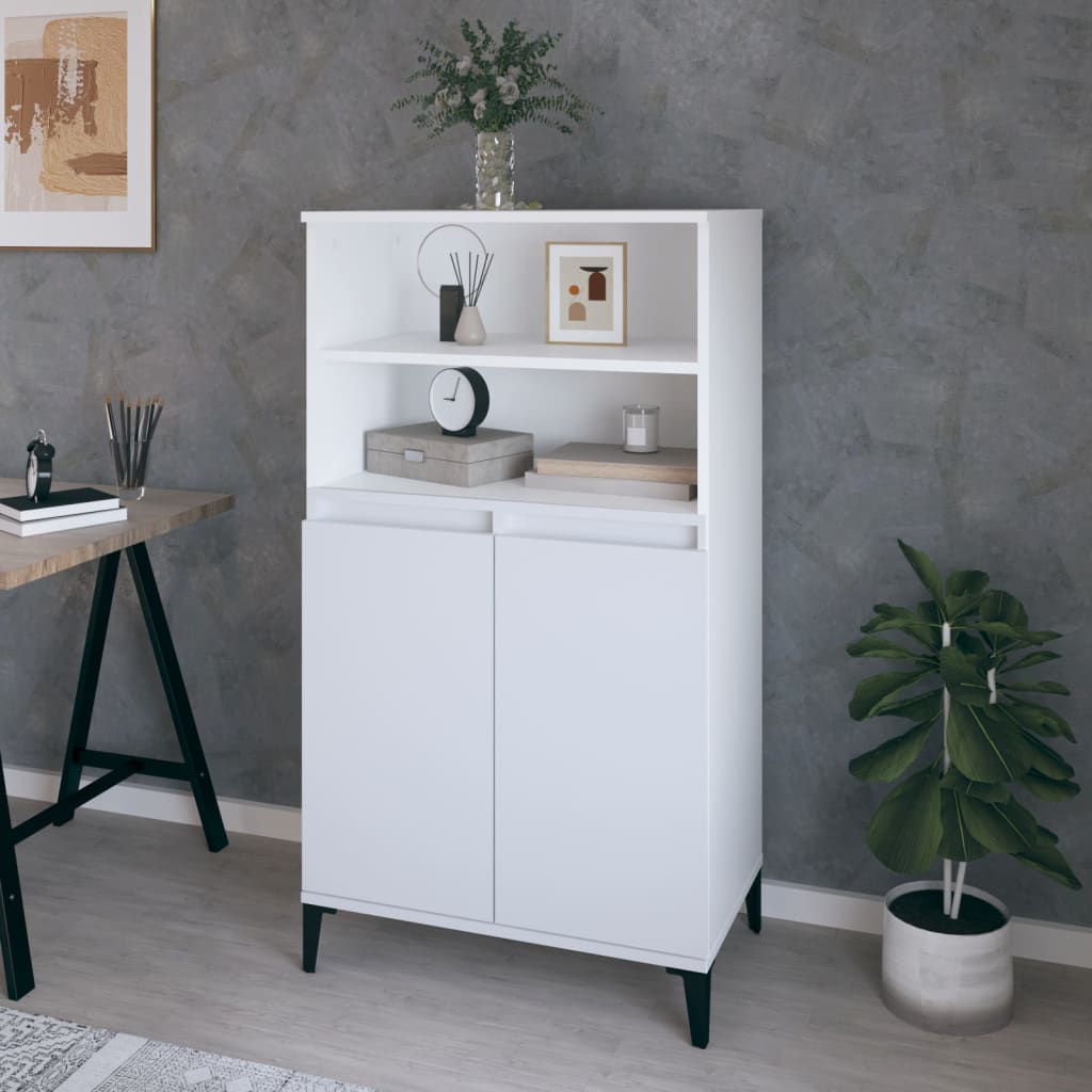 foto del prodotto credenza alta bianca 60x36x110 cm in legno multistrato