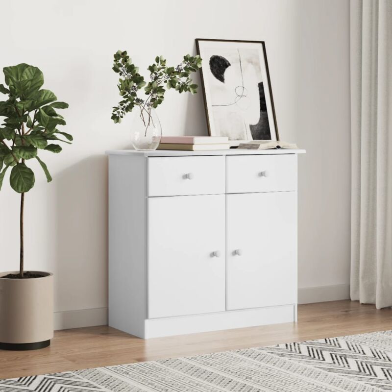 foto del prodotto credenza alta bianca 77x35x73 cm in legno massello di pino vidaxl