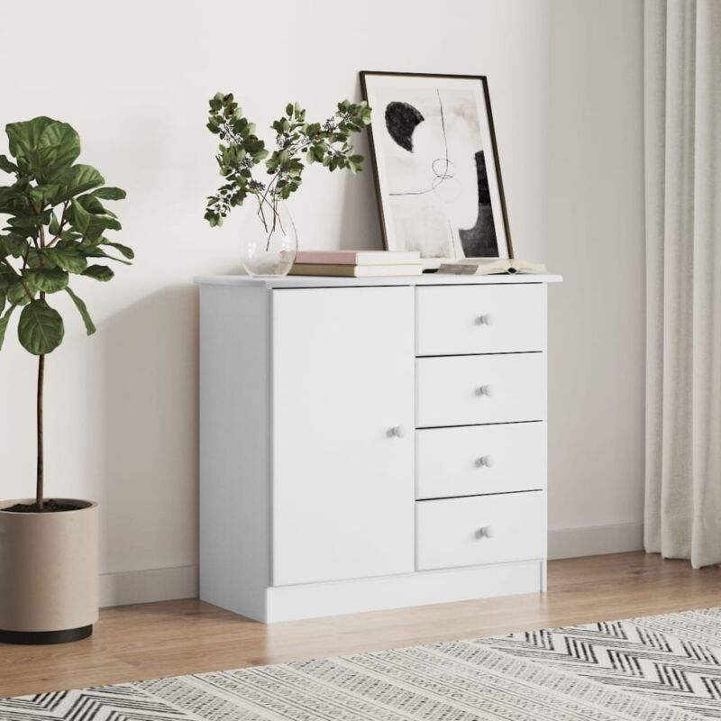 foto del prodotto credenza alta bianca 77x35x73 cm in legno massello di pino vidaxl