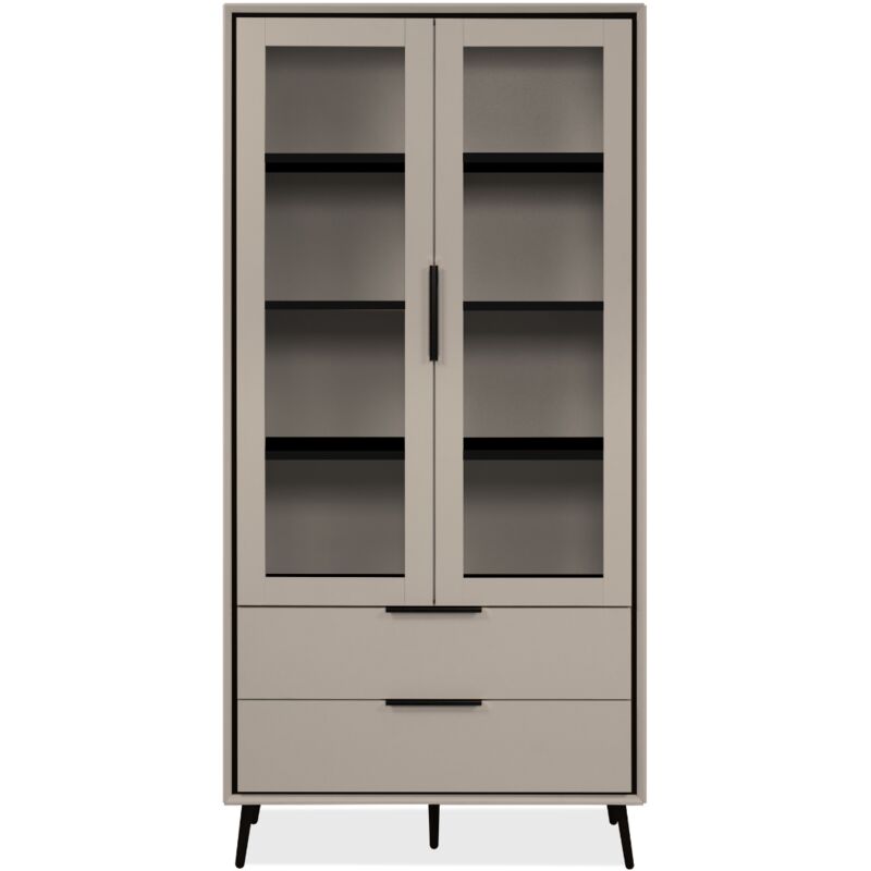 foto del prodotto credenza alta con 2 ante in vetro, 2 cassetti e 6 ripiani interni, 90 cm arona