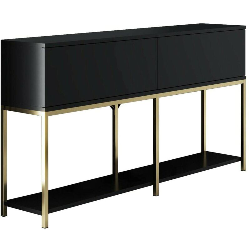 foto del prodotto credenza altair, buffet da soggiorno, madia da salotto, dispensa da cucina, 150x30h80 cm, nero e oro, con imballo rinforzato, con imballo rinforzato - dmora
